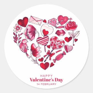 Sticker Rond "Heureuse Sainte-Valentin - Amour romantique"