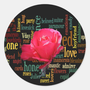 Sticker Rond Heureuse Sainte-Valentin Aux Roses Rouges Élégante