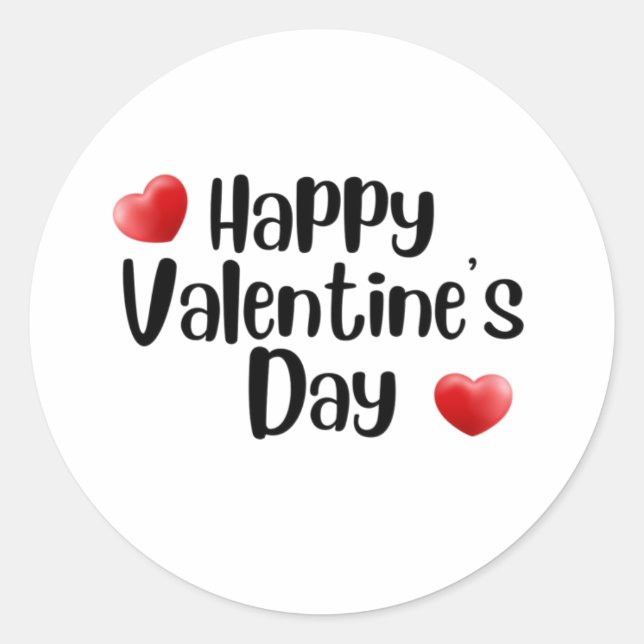 Sticker Rond Heureuse Sainte-Valentin avec amour coeur rouge (Devant)