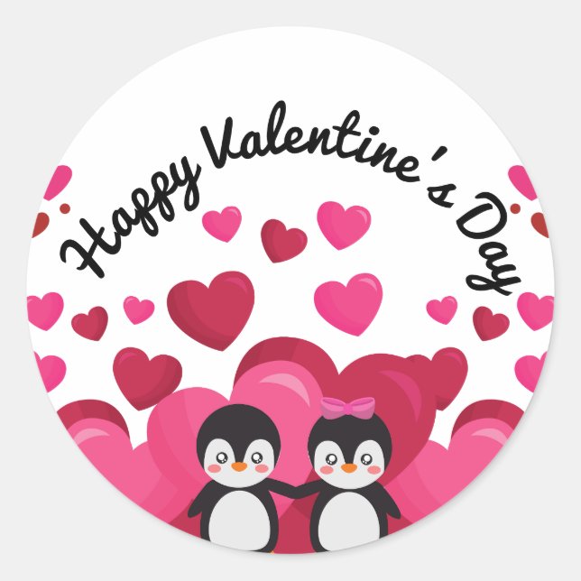 Sticker Rond Heureuse Sainte-Valentin avec coeur (Devant)