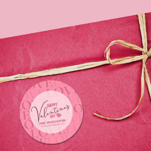 Sticker Rond Heureuse Sainte-Valentin d'amour rose moderne