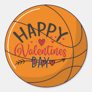 Sticker Rond Heureuse Sainte-Valentin de basket-ball avec amour