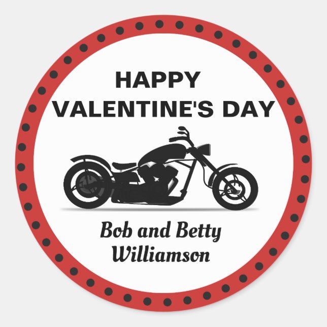 Sticker Rond Heureuse Sainte-Valentin de moto personnalisé (Devant)