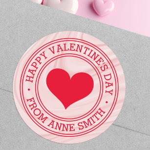 Sticker Rond Heureuse Sainte-Valentin de Name rose satin tourbi