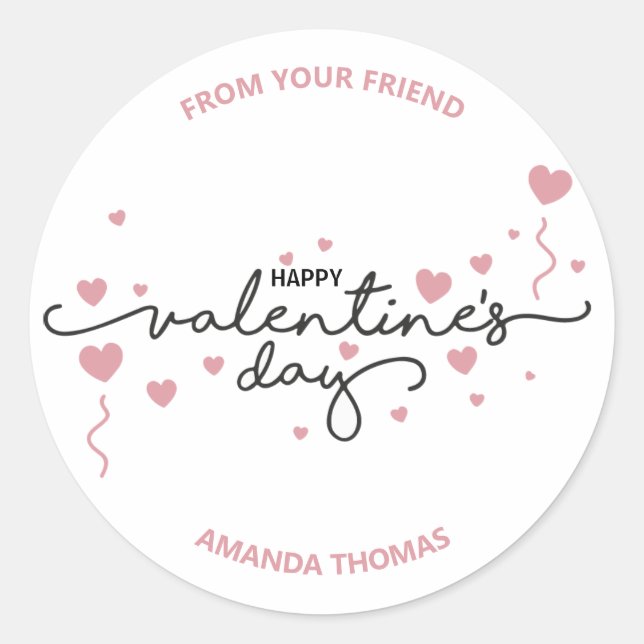Sticker Rond Heureuse Sainte-Valentin de votre ami (Devant)