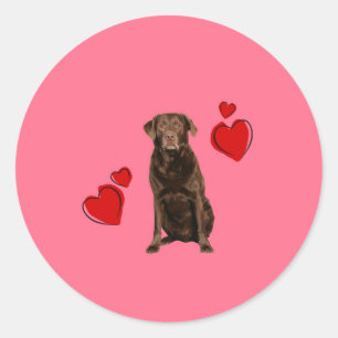 Sticker Rond Heureuse Sainte-Valentin du chocolat du Labrador