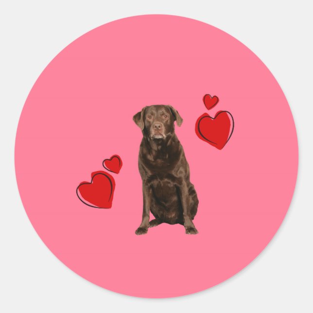 Sticker Rond Heureuse Sainte-Valentin du chocolat du Labrador (Devant)
