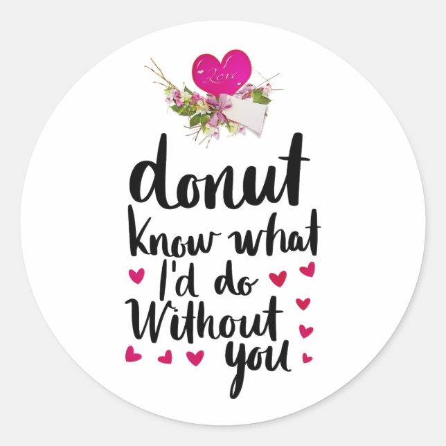 Sticker Rond Heureuse Sainte-Valentin Élégant Script Hearts Tex (Devant)