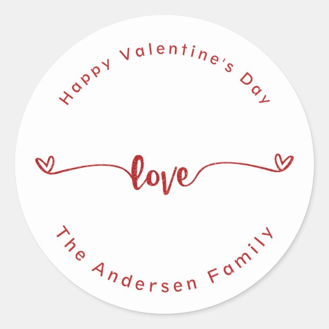 Sticker Rond Heureuse Sainte-Valentin Love Script Holiday (Devant)