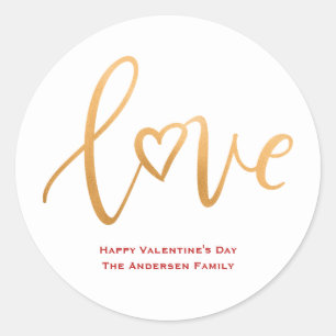 Sticker Rond Heureuse Sainte-Valentin Love Script Holiday