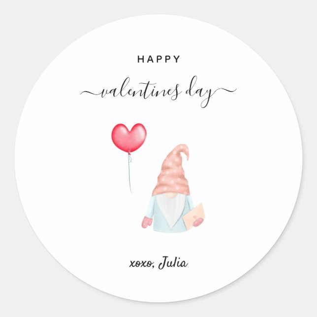 Sticker Rond Heureuse Sainte-Valentin mignon amour Gnome Coeur (Devant)