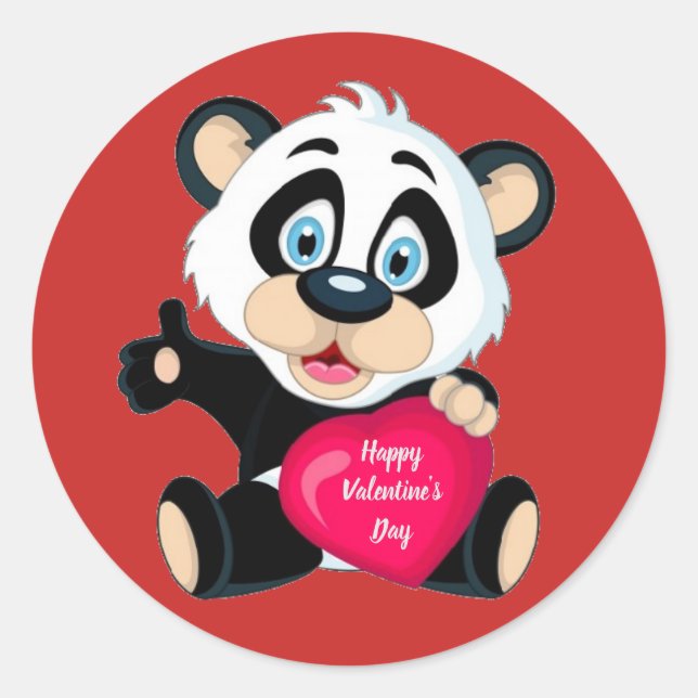 Sticker Rond Heureuse Sainte-Valentin Panda Bear (Devant)