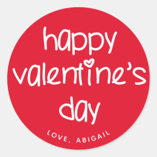 Sticker Rond Heureuse Sainte-Valentin - Typographie mignonne