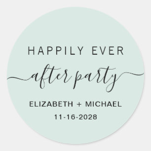 Sticker Rond Heureusement Jamais Après Fête Mariage Mint Récept