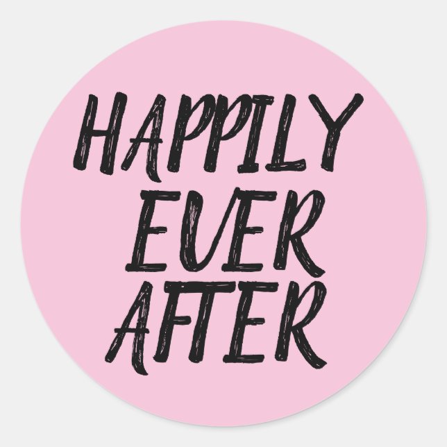 STICKER ROND HEUREUSEMENT JAMAIS APRÈS LES BÂTIMENTS DE MARIAGE (Devant)