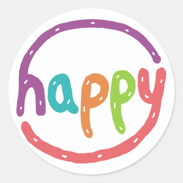 Sticker Rond Heureux (Devant)