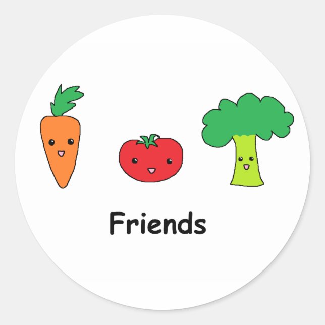 Sticker Rond Heureux amis de légumes (Devant)