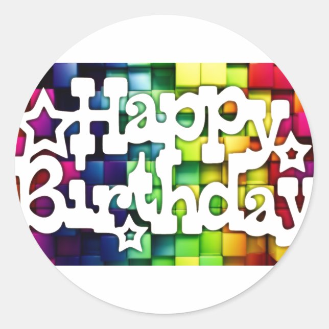Sticker Rond Heureux Anniversaire - Happy Birthday (Devant)