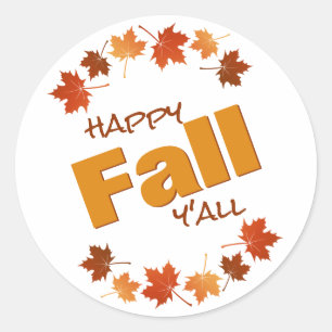 Sticker Rond heureux automne y'all salut automne feuilles de l'