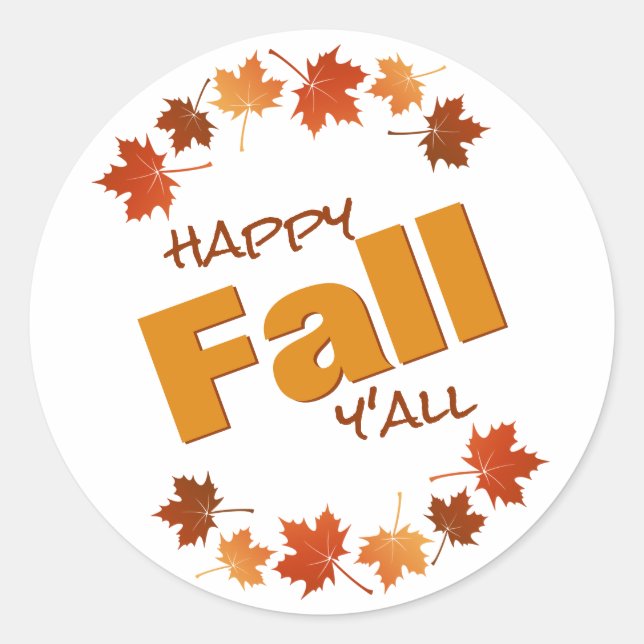 Sticker Rond heureux automne y'all salut automne feuilles de l' (Devant)