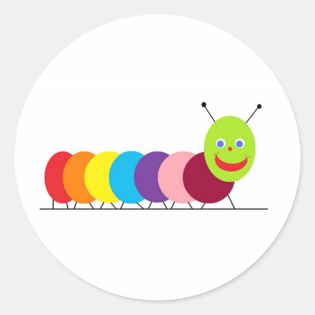 Sticker Rond Heureux Caterpillar (Devant)
