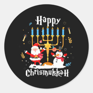 Sticker Rond Heureux Chrismukkah Funny Hanoukka Christmas Jewis