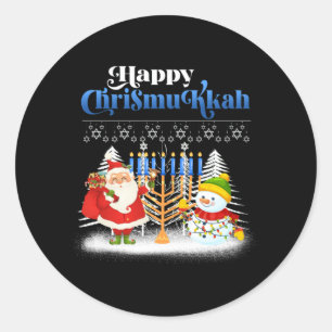 Sticker Rond Heureux Chrismukkah Funny Hanoukka Christmas Jewis