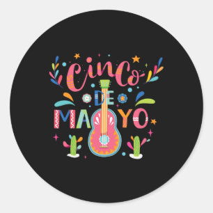 Sticker Rond Heureux Cinco De Mayo Mexique Fiesta Taco Guitar C