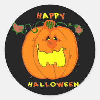 Sticker Rond Heureux Citrouille