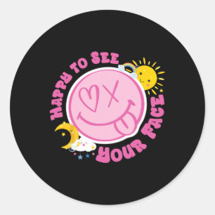 Sticker Rond Heureux de voir votre visage drôle mignon visage r