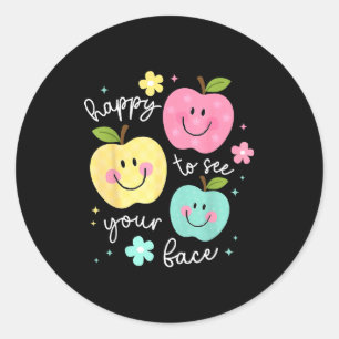 Sticker Rond Heureux de voir votre visage Groovy Apple Sourire 