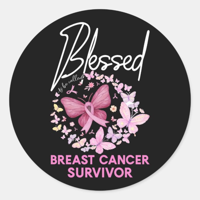Sticker Rond Heureux D'Être Appelé Cancer Du Sein Survivant Pin (Devant)