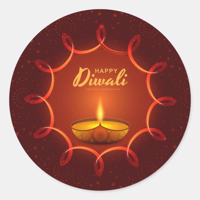 Sticker Rond Heureux Diwali (Devant)
