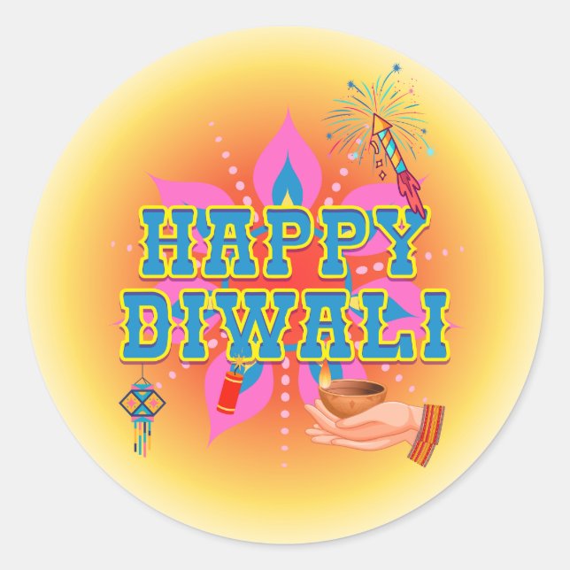 Sticker Rond Heureux Diwali (Devant)