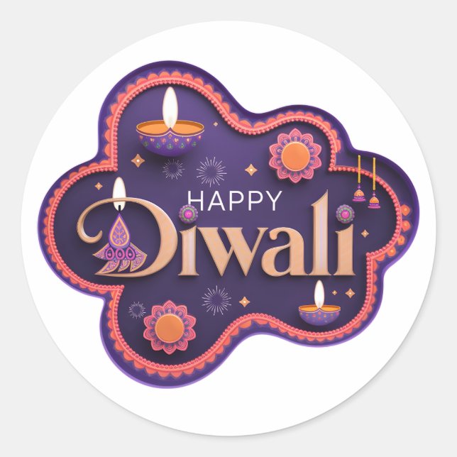 Sticker Rond Heureux Diwali (Devant)