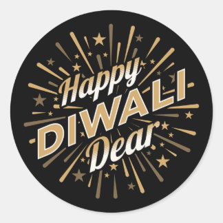 Sticker Rond Heureux Diwali Cher - Fête des feux d'artifice
