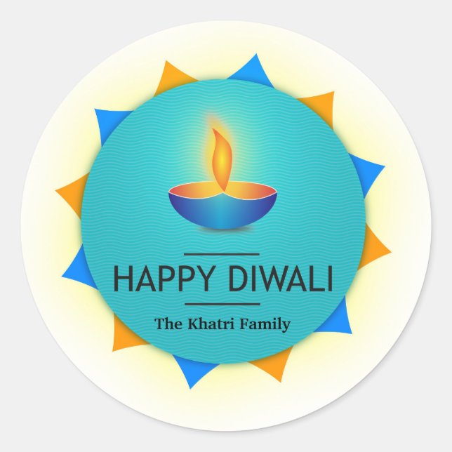 Sticker Rond Heureux Diwali personnalisé (Devant)
