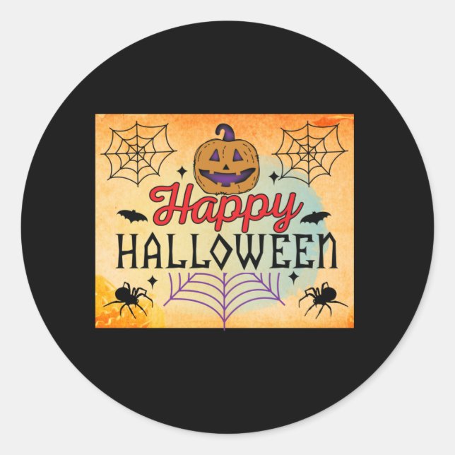 Sticker Rond heureux halloween (Devant)