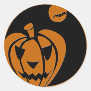 Sticker Rond heureux halloween Jack-o'-lantern