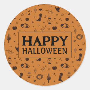 Sticker Rond heureux halloween vieux ouest
