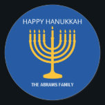 Sticker Rond Heureux Hanoukka Menorah<br><div class="desc">Happy Hanoukka Menorah Classic Round Sticker</div>