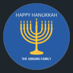 Sticker Rond Heureux Hanoukka Menorah<br><div class="desc">Happy Hanoukka Menorah Classic Round Sticker</div>