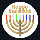 Sticker Rond Heureux Hanoukka Menorah<br><div class="desc">Heureux Hanoukka Menorah</div>