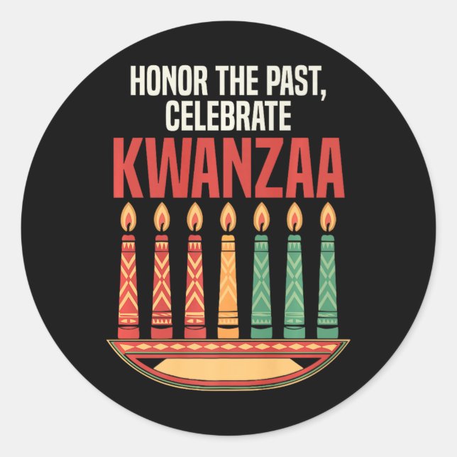 Sticker Rond Heureux Kwanzaa bougies Afrique Fête Afrique Améri (Devant)