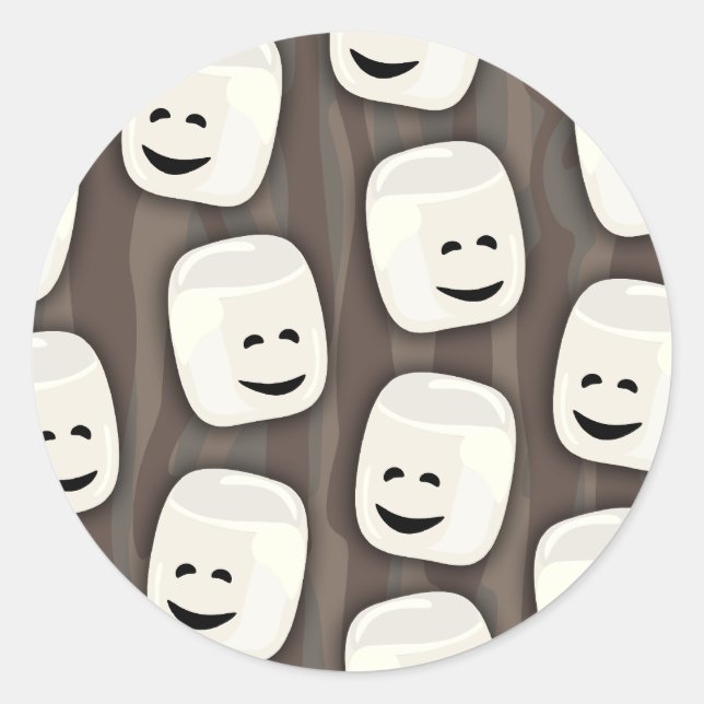 Sticker Rond Heureux Motif des amis de Marshmallow (Devant)