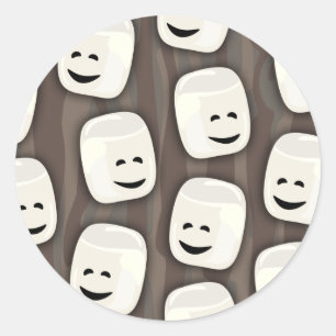Sticker Rond Heureux Motif des amis de Marshmallow