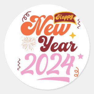 Sticker Rond heureux nouvel an 2024