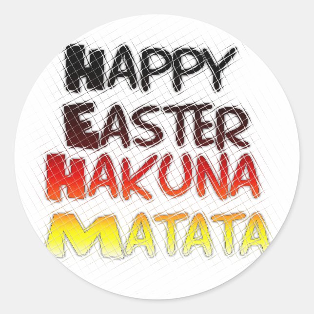Sticker Rond Heureux Pâques Hakuna Matata Saison de Vacances (Devant)