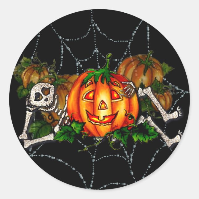 Sticker Rond HEUREUX REPOS SKELETON & JACK par SHARON SHARPE (Devant)