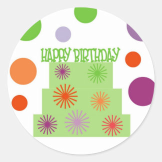 STICKER ROND HEUREUX SCEAU D'INVITATION AU GÂTEAU D'ANNIVERSAIR